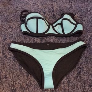 Blue and black bikini